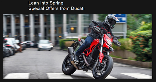 Ducati Lean into Spring - 1.99% Financing on Select 2016 Models!
